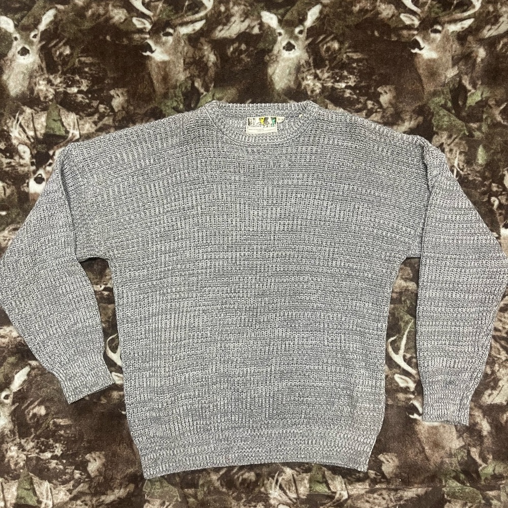 Vintage Knitted Men's Classic Gray Knit Crewneck Sweater XXXL 3XL